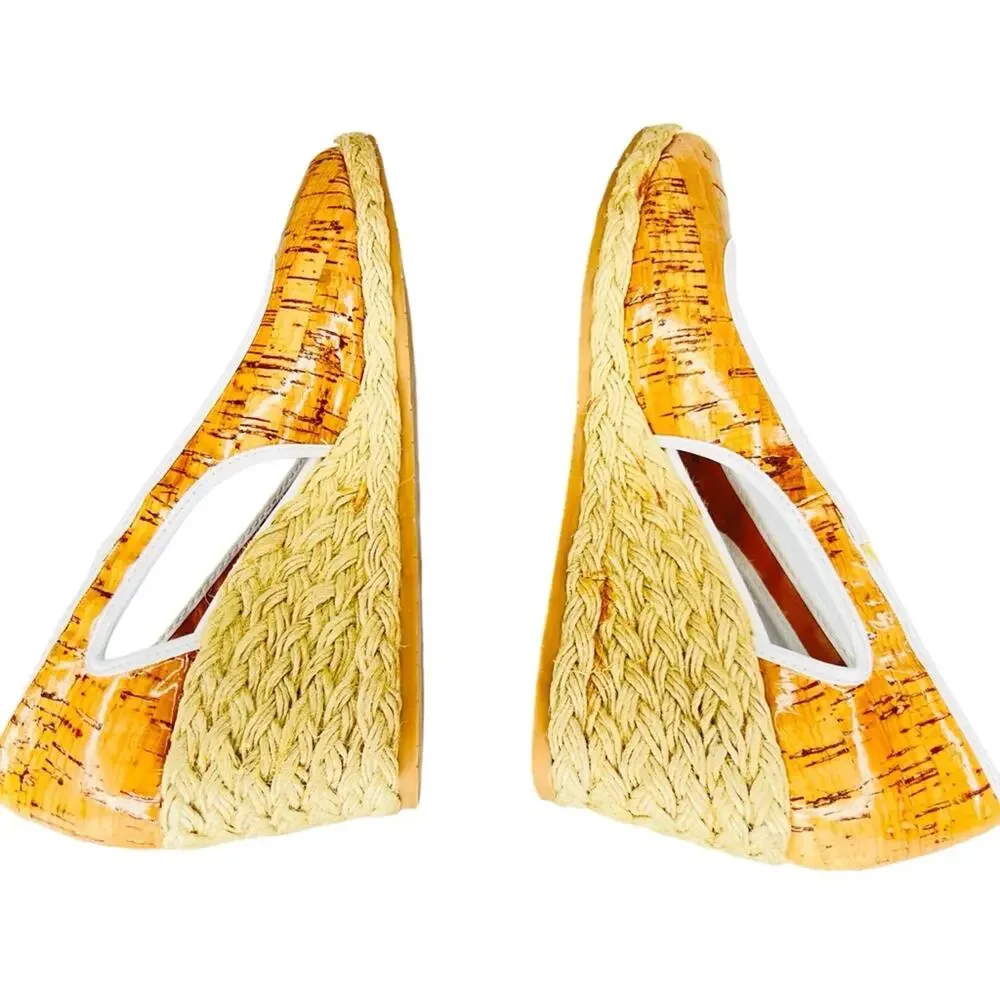 Donald J. Pliner Espadrille Wedge Heel Sandals Size 6.5 M Charlot Peep Toe Shoes